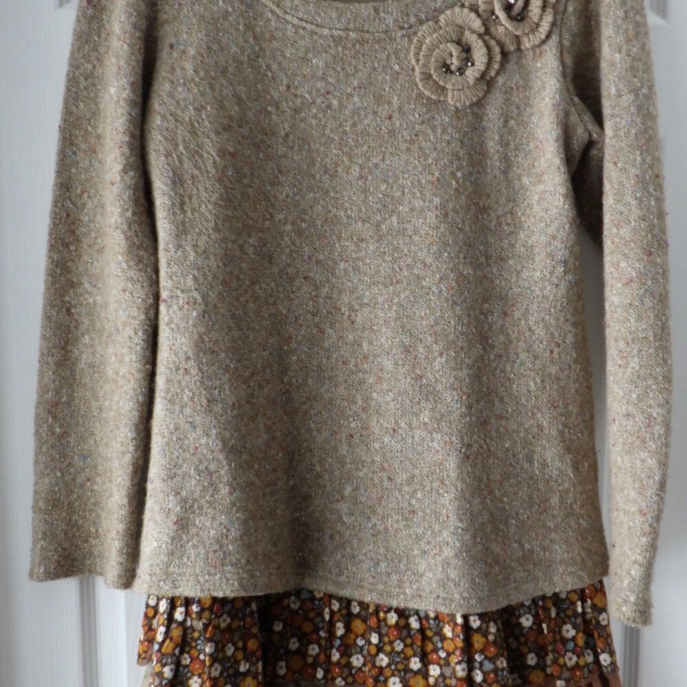 Molly Bracken Dress (10/M) BrownTan Boho Layered Lace Chic Whimsical Prairie - Picture 4 of 10